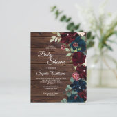 Papier Budget Bourgogne & Marine Baby shower de bois Invi (Debout devant)