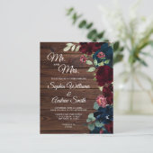 Papier Budget Bourgogne & Marine Blue Flowers Mariage en (Debout devant)