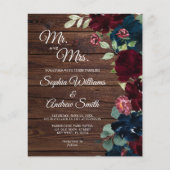 Papier Budget Bourgogne & Marine Blue Flowers Mariage en (Devant)