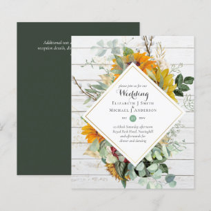 Papier BUDGET Bourgogne Marine Floral Wedding Invitations
