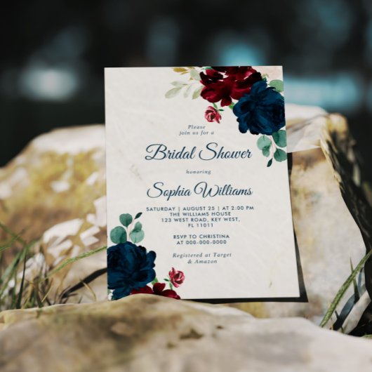 Papier Budget Bourgogne & Marine Nuptiale Douche Invitati