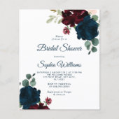 Papier Budget Bourgogne & Marine Nuptiale Douche Invitati (Devant)