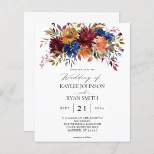 Papier Budget Bourgogne, Marine, Orange Fall Floral Maria