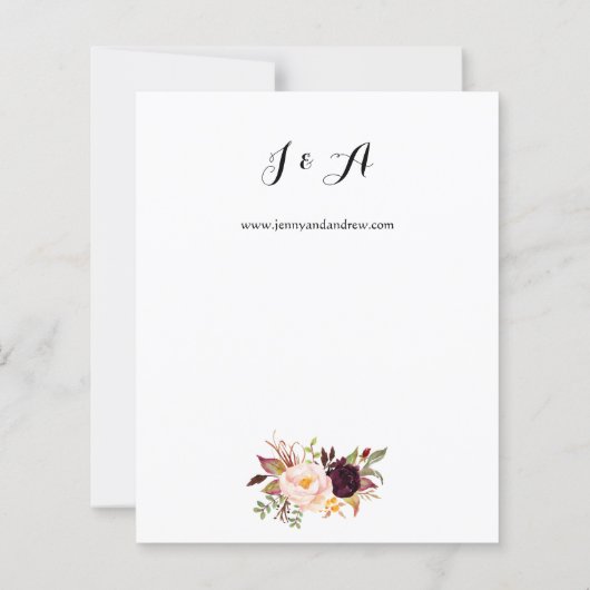 Papier Budget Bourgogne Marsala Floral 2 Mariage (Dos)