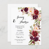 Papier Budget Bourgogne Marsala Floral 2 Mariage (Devant / Derrière)