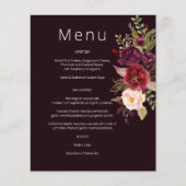 Papier Budget Bourgogne Marsala & Pink Floral Menu- Burg (Devant)