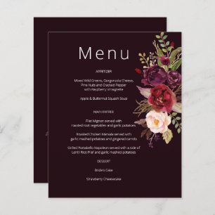 Papier Budget Bourgogne Marsala & Pink Floral Menu- Burg