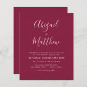 Papier Budget Bourgogne Moderne Simple Faire-part de mari (Devant / Derrière)