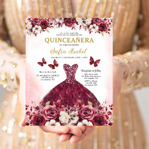 Papier Budget Bourgogne Or Bilingue Espagnol Quinceanera