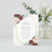 Papier Budget Bourgogne or & Blush rose Mariage floral (Debout devant)