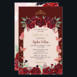 Papier Budget Bourgogne Or Floral Princess Sweet 16<br><div class="desc">Budget Elégant Bourgogne Or Floral Princess Sweet 16 Invitation</div>