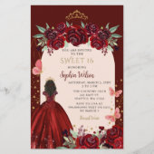 Papier Budget Bourgogne Or Floral Princess Sweet 16 (Devant)