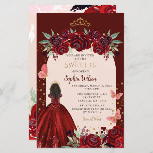 Papier Budget Bourgogne Or Floral Princess Sweet 16