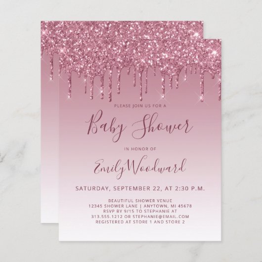 Papier Budget Bourgogne Parties scintillant Baby shower I (Devant / Derrière)