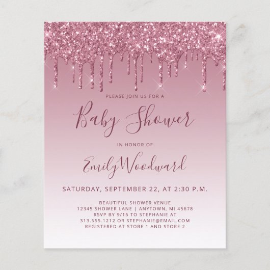 Papier Budget Bourgogne Parties scintillant Baby shower I (Devant)