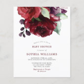 Papier Budget Bourgogne Red Rose Baby shower Invitation (Devant)