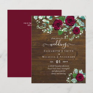 Papier BUDGET Bourgogne Rose Eucalyptus Mariage