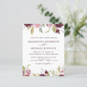 Papier Budget Bourgogne rose Faire-part de mariage floral (Debout devant)