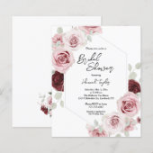 Papier Budget Bourgogne rose Fête des mariées Floral Invi (Devant / Derrière)