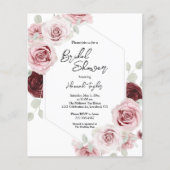 Papier Budget Bourgogne rose Fête des mariées Floral Invi (Devant)