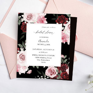Papier Budget Bourgogne & rose Floral 6 Fête des mariées