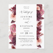 Papier Budget Bourgogne & rose Floral 8B Mariage (Devant)