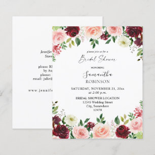Papier Budget Bourgogne Rose Floral Mariage4 Fleurs 2