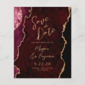 Papier Budget Bourgogne Rouge Agate Script Faire-Part de  (Devant)