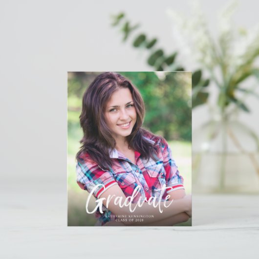 Papier Budget Bourgogne Script Graduation Faire-part (Debout devant)