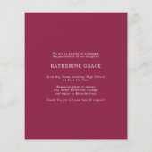 Papier Budget Bourgogne Script Graduation Faire-part (Dos)