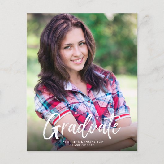 Papier Budget Bourgogne Script Graduation Faire-part (Devant)