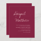 Papier Budget Bourgogne Simple Faire-part de mariage mode (Devant / Derrière)