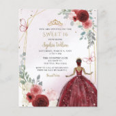 Papier Budget Bourgogne Tan Princess Sweet 16 Invitation (Devant)