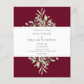 Papier Budget Bourgogne verte Mariage Photo Invitation (Devant)