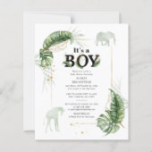 Papier Budget Boy Baby shower Elephant Giraffe Invitation (Devant)