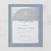 Papier Budget Boy Baptism Dusty Blue Silver Invitation (Devant)