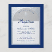 Papier Budget Boy Baptism Royal Blue Silver Invitation (Devant)