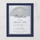 Papier Budget Boy Baptism Silver Navy Blue Invitation (Devant)