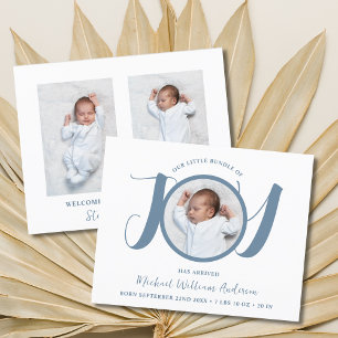 Papier Budget Boy Blue Three Photo Faire-part de naissanc