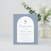 Papier Budget Boy Dusty Blue Arch confirmation Invitation (Debout devant)