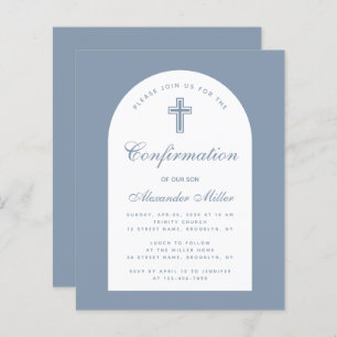 Papier Budget Boy Dusty Blue Arch confirmation Invitation