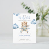Papier Budget BoyTeddy Bear Baby shower invitation (Debout devant)