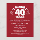 Papier Budget Bravo à Ruby Invitation du 40e anniversaire (Devant)