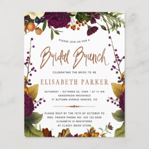 Papier Budget bridal brunch automne nuptiale invitation