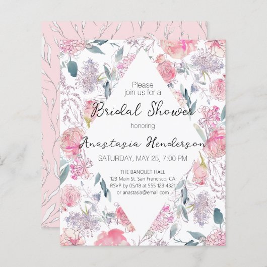 Papier BUDGET Bridal Shower Invitation (Devant / Derrière)
