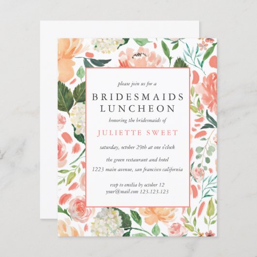 Papier BUDGET Bridesservatrices Déjeuner Floral coloré (Devant / Derrière)