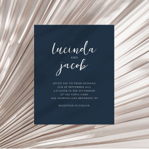 Papier BUDGET Brossé Script classique Marine Mariage bleu