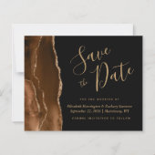 Papier Budget Brown Agate Noir Mariage Enregistrer la dat (Devant)