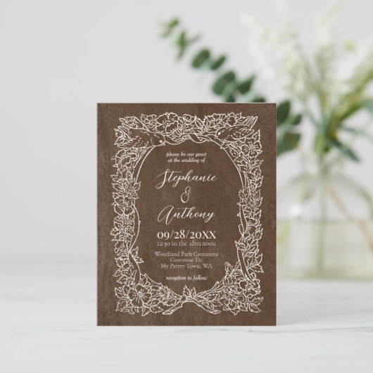 Papier Budget Brown Automne Faire-part de mariage Floral (Debout devant)