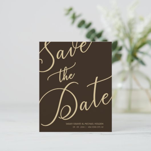 Papier Budget Brown Chic Photo Minimal Whimsical Script (Debout devant)